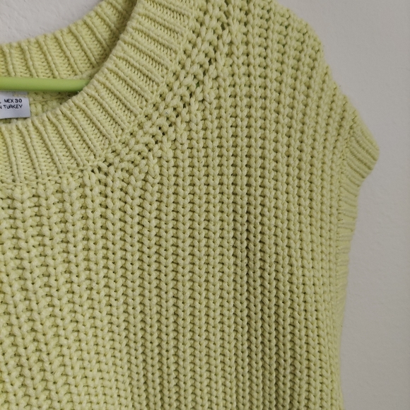 Zara Oversized Yellow Green Knit Vest Sweater Dress Sz Large - Picture 6 of 8